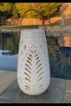 SMALL TROPICAL PATTERN PRE-LIT CERAMIC LANTERN [571266]